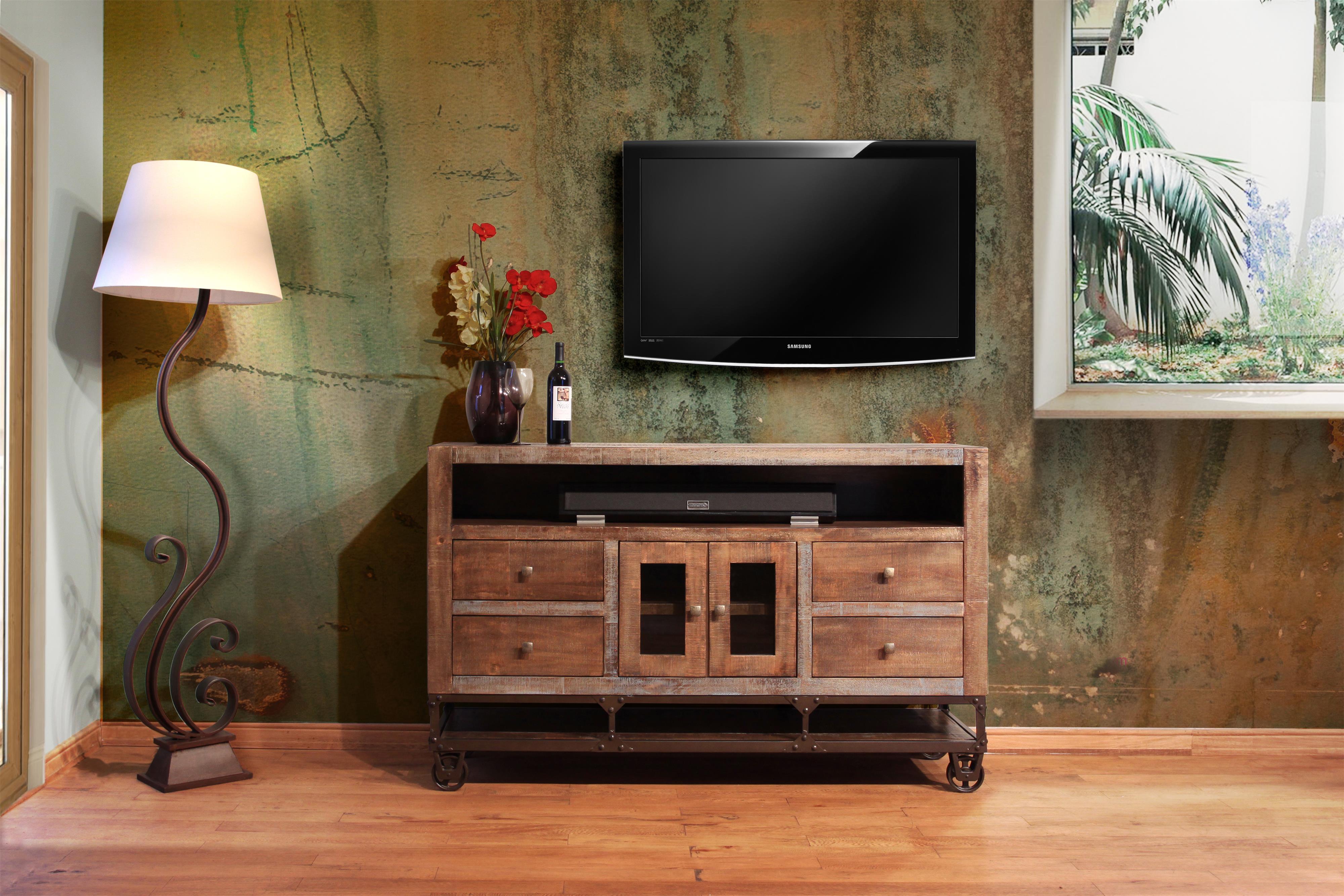 Gold wood sales tv stand
